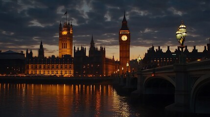 Fototapeta premium The city of London is lit up at night