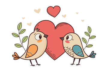 adorable cartoon birds in love - charming vector art for wedding invitations and love-themed projects