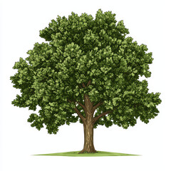 Obraz premium tall oak tree with thick trunk and lush green foliage, symbolizing strength and nature beauty. This captures essence of majestic tree in serene environment