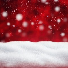 Snowy red background with festive glowing Christmas lights