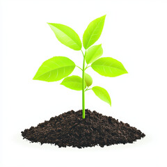 young sapling with vibrant green leaves growing from rich soil, symbolizing new beginnings and growth. This captures essence of nature resilience and beauty