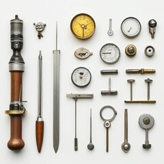 Fototapeta premium Antique measuring tools arranged neatly.