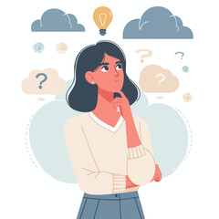 a girl is thinking vector