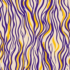 Stylish seamless pattern featuring flowing purple and yellow lines on a light background for creative projects