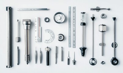 Obraz premium Precision measuring tools arranged neatly.