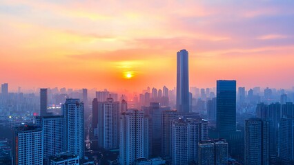 Obraz premium Cityscape Sunset Symphony 