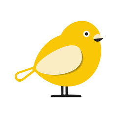 Flat Vector Illustration of a Canary with Yellow Body and Clean Lines