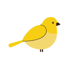 Flat Vector Illustration of a Canary with Yellow Body and Clean Lines