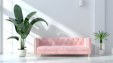 Modern style conceptual interior design 3d illustration