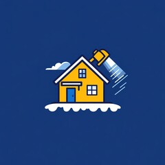 Home renovation action urban area digital illustration bright environment aerial view modern concept for eco-friendly living