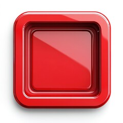 Modern red square button digital design graphic element minimalist environment top view visual appeal for online use