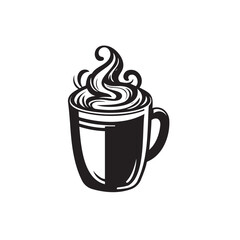 Christmas mugs silhouettes vectors, Christmas Coffee Mug Silhouette and Outline - Festive Holiday Clipart Design