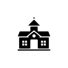 Simple Vector Icon of a school building &ndash; Logo Design Illustration