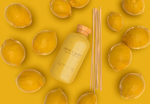 3d Citric Diffuser Bottle Mockup