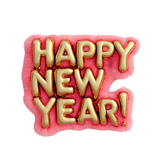 Festive Gold Balloon Letters  - Happy New Year Celebration