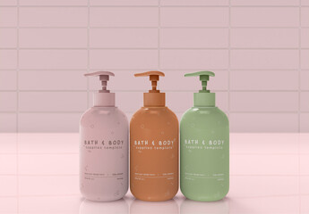 3d Cosmetic Pump Bottles Mockup