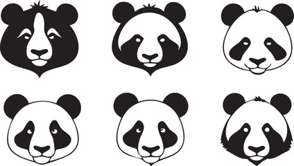 Cute Panda Head Vector Silhouette for Logos and Icons
