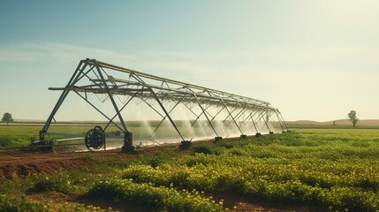 A photo of a farm irrigation pivot in motion.