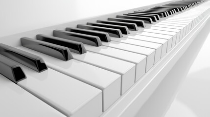 Naklejka premium Close-up of Elegant White Piano Keys in a Minimalist Setting, Highlighting Musical Harmony and Artistic Expression Through Beautiful Design and Craftsmanship
