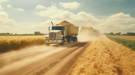 Obraz premium A photo of a farm truck transporting soybeans.
