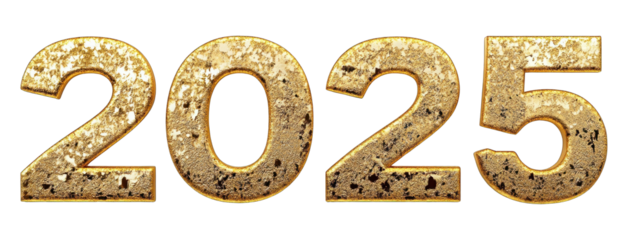 3D text 2025 with gold bar texture