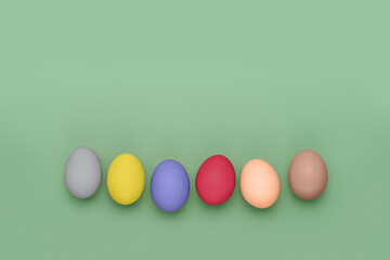 Row of eggs on colors of the year from past years
