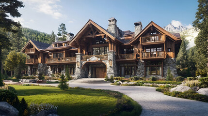 Luxury Alpine Stone Chalet with Valley Views, Traditional Kitzbühel Mountain Estate with Carved Beams