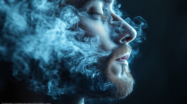 Nicotina, Humo, agentes perjudiciales para la salud del ser humano. Concepto de papel o fumadores donde el humor est&aacute; presente en la imagen, siendo desprendido desde la boca o nariz del ser humano.

