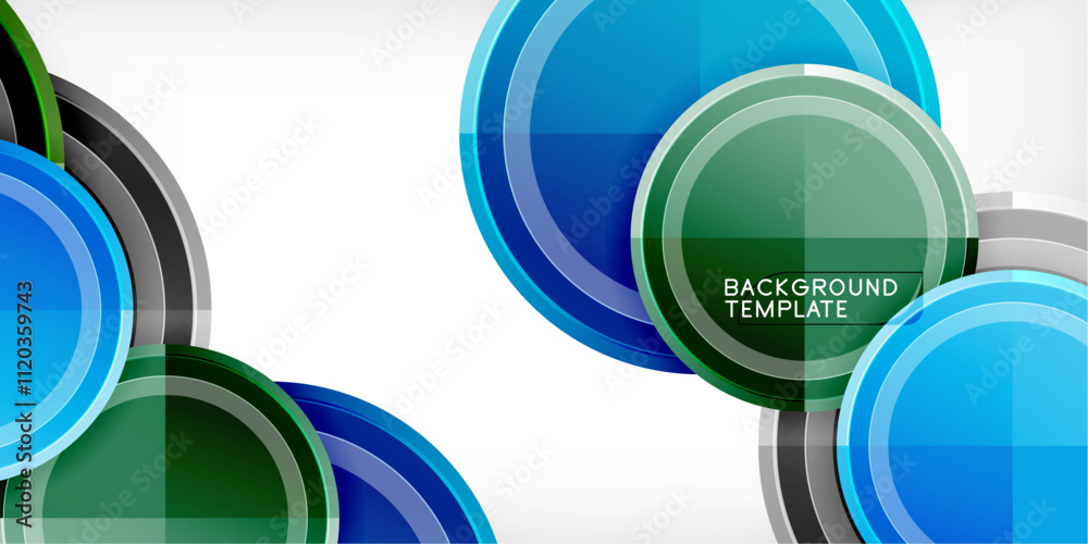 Poster abstract background - multicolored circles, trendy minimal geometric design, vector illustration