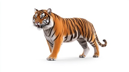 Obraz premium A realistic illustration of a tiger standing on a white background.