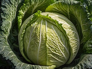 Fresh Green Cabbage  Closeup Vegetable  Healthy Food