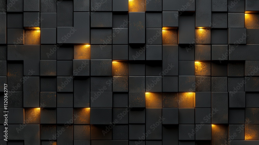 Poster Modern grid texture, interspersed with glowing elements