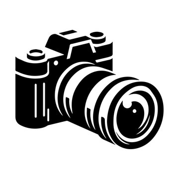 Fototapeta Simple Vector Icon of a Camera with Zoom Lens – Logo Design Illustration
