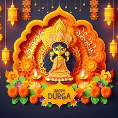 Happy Durga Puja Festive Celebration Artwork
