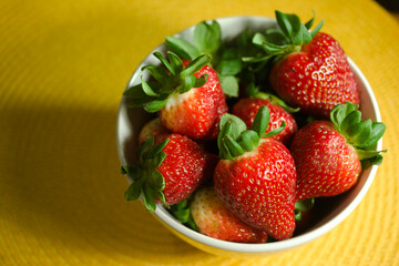 Fresh Strawberries in a Bowl - Top View