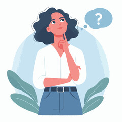 a girl is thinking vector
