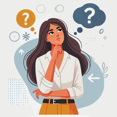 a girl is thinking vector
