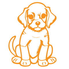 Fototapeta premium Vector black and white illustration of a sitting dog isolated on a white background.