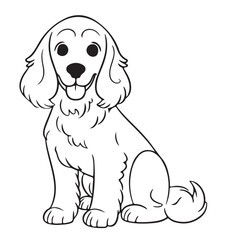 Fototapeta premium Vector black and white illustration of a sitting dog isolated on a white background.