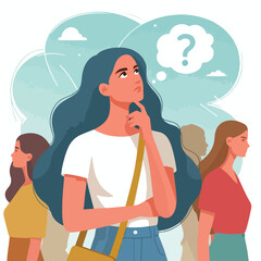 a girl is thinking vector
