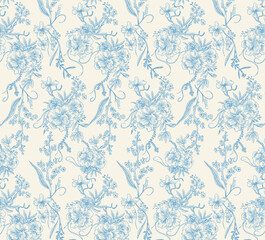 Vintage seamless floral pattern Illustration for Digital Textile Printing