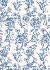 Vintage seamless floral pattern Illustration for Digital Textile Printing