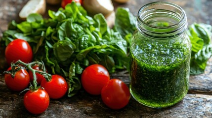 Homemade Pesto with Fresh Basil and Tomatoes