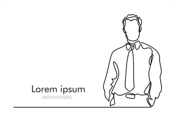 Continuous one line drawing of successful businessman, hand drawn style vector illustration	
