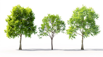 Collection of Cottonwood and Plane trees, beautifully isolated on a white background.