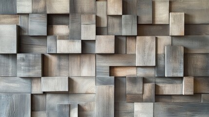 Fototapeta premium Textured wooden wall art installation modern gallery interior design contemporary environment close-up view artistic expression