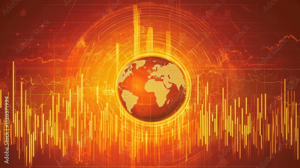 Poster global data insightsanalyzing trends through sound waves in a digital environment