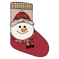 Winter Christmas sock. Element of winter celebration with cute holiday design. Vector Illustration