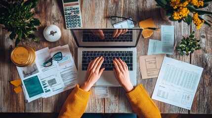 Remote work strategieshome office productivity insights workplace digital content cozy environment overhead view efficiency tips
