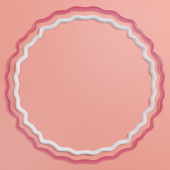 Naklejka premium 3D realistic round frame made of glue/jely and chalk (gypsum) white on a red background, closeup